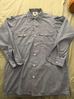 Dickies Light Blue Long Sleeve Button-Down Work Shirt